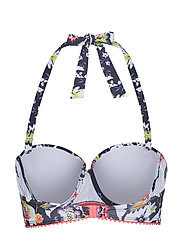 Esprit Bodywear Women - Padded halterneck top with a floral print - bedrade bikinitops - navy - 1
