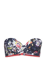 Esprit Bodywear Women - Padded halterneck top with a floral print - kaarituelliset bikiniyläosat - navy - 2