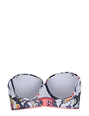 Esprit Bodywear Women - Padded halterneck top with a floral print - kaarituelliset bikiniyläosat - navy - 3