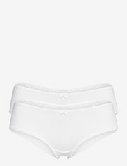 Double pack: Brazilian hipster shorts trimmed with lace - WHITE
