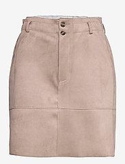 Esprit Casual - Faux suede skirt with a jersey inner surface - kurze röcke - taupe - 0