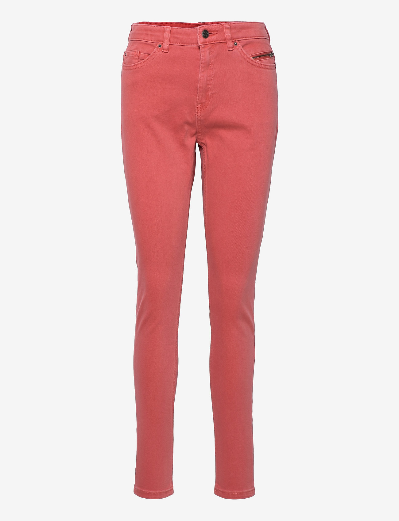 Esprit Casual - Stretch trousers with zip detail - kitsad teksad - coral - 0
