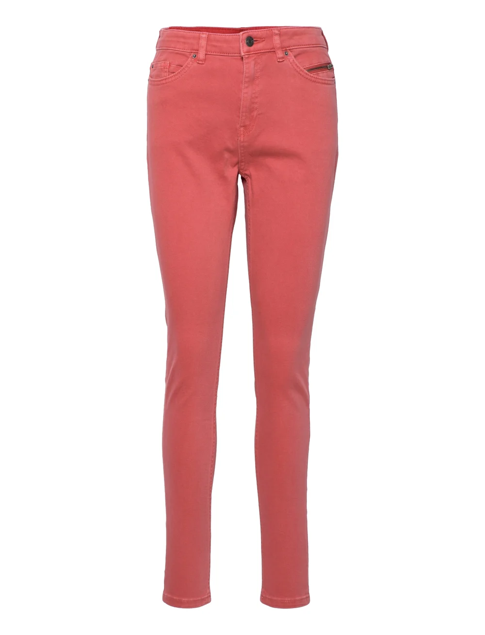 Esprit Casual - Stretch trousers with zip detail - slim jeans - coral - 0