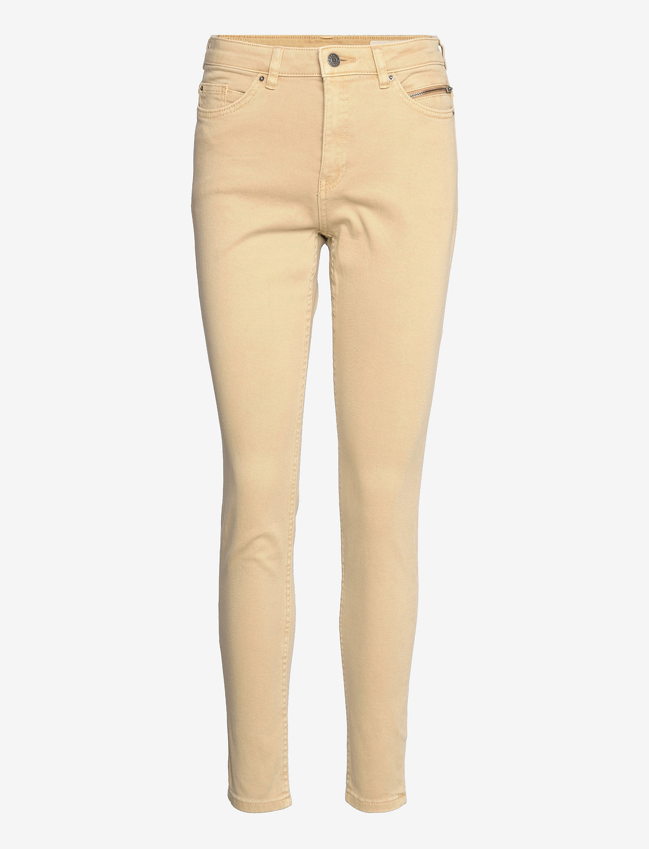Esprit Casual - Stretch trousers with zip detail - aptempti džinsai - sand - 0