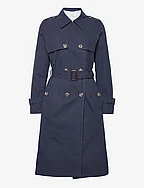 Double-breasted trench coat with belt - NAVY
