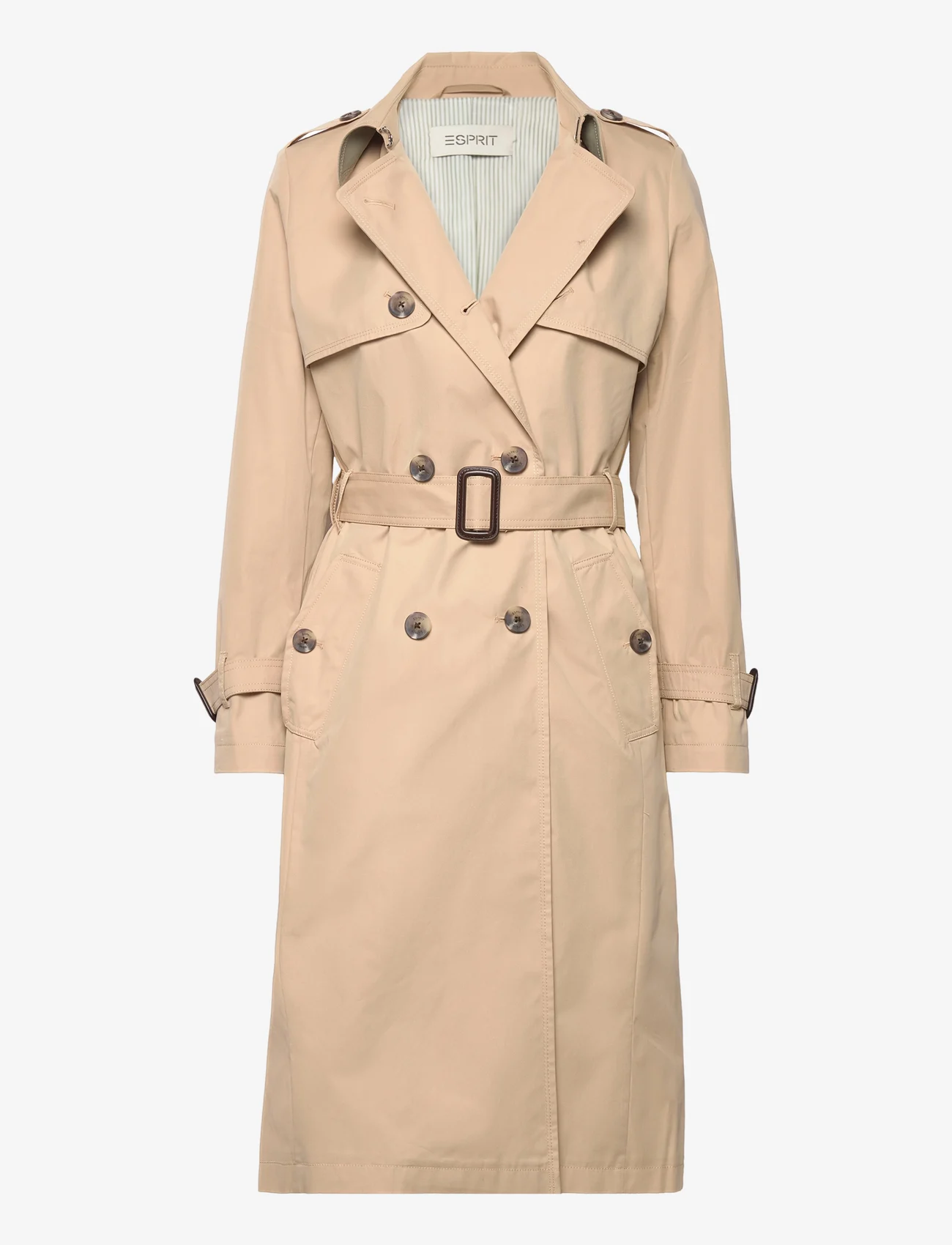 Esprit Casual - Double-breasted trench coat with belt - sand - 1