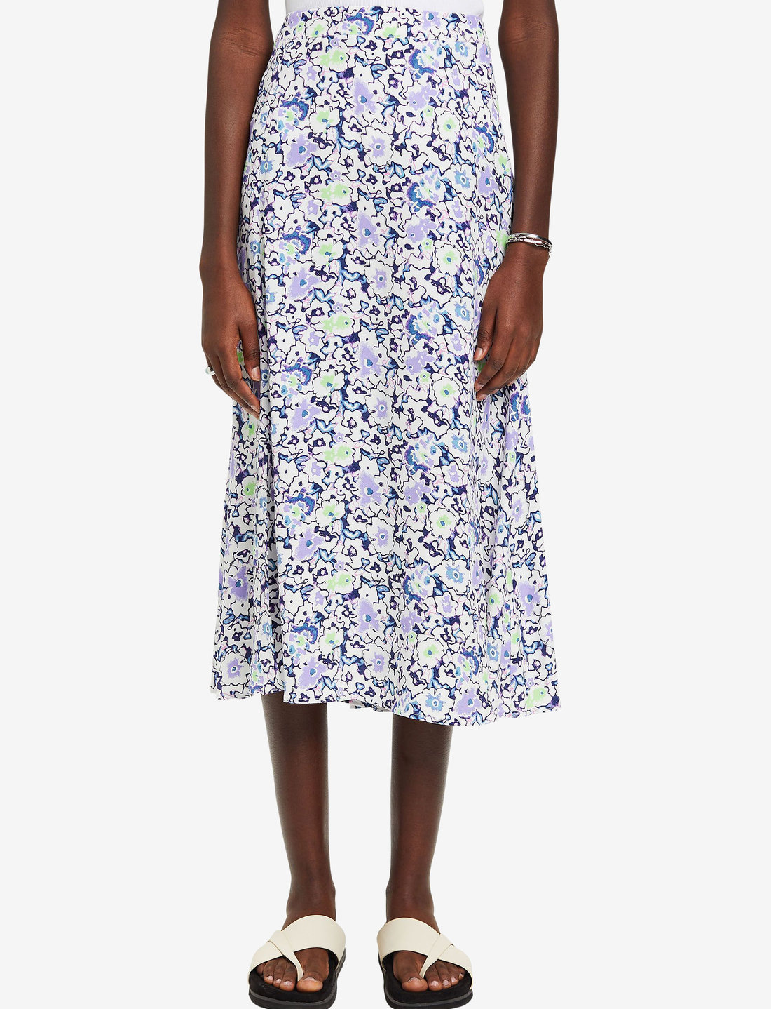 Casual floral midi sales skirt