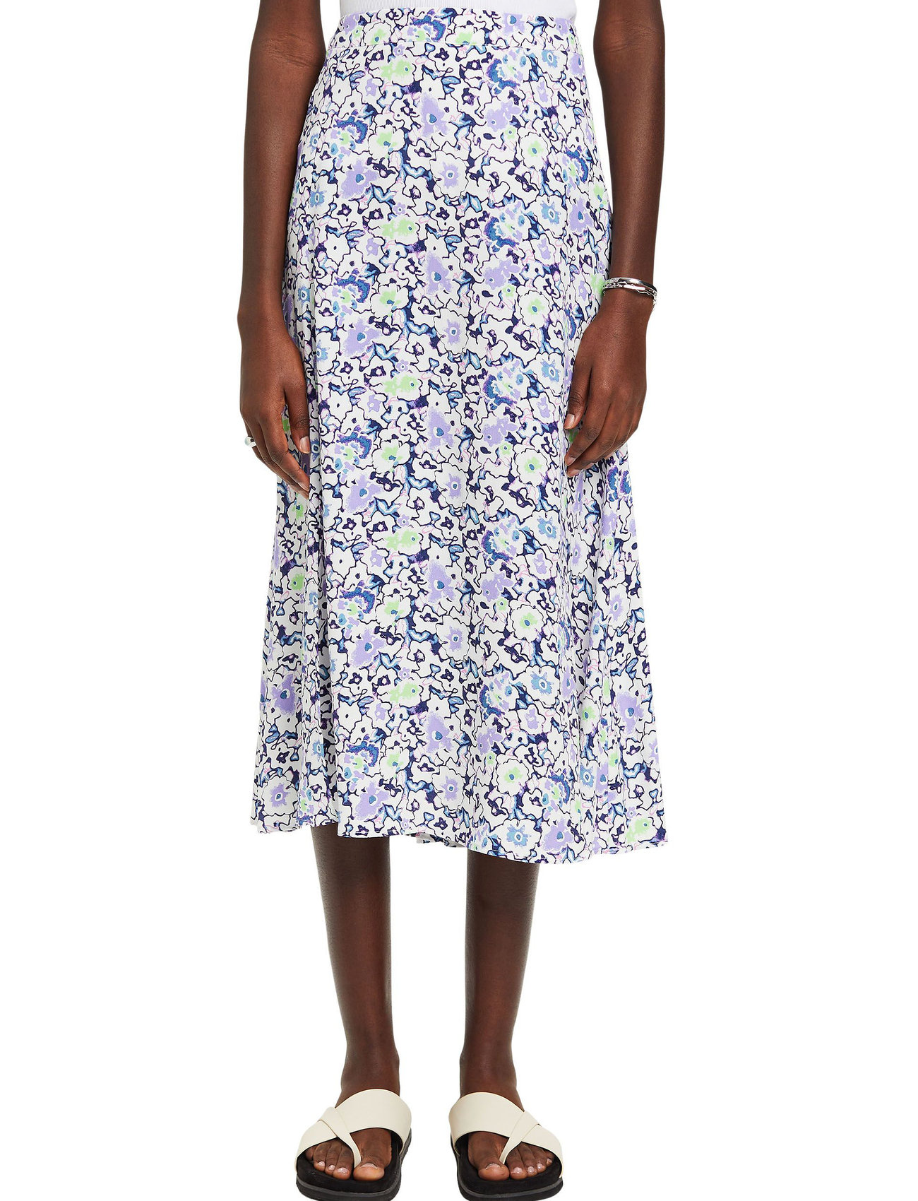 Esprit Casual - Midi skirt with all-over floral pattern - white 4 - 1