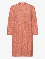 Woven midi dress with all-over pattern - ORANGE RED 4
