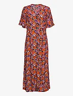 Short-sleeved midi dress with floral pattern - NAVY 5