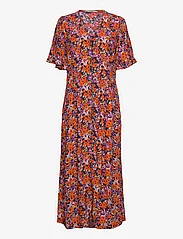 Esprit Casual - Short-sleeved midi dress with floral pattern - vasarinės suknelės - navy 5 - 0