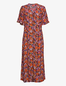 Short-sleeved midi dress with floral pattern, Esprit Casual