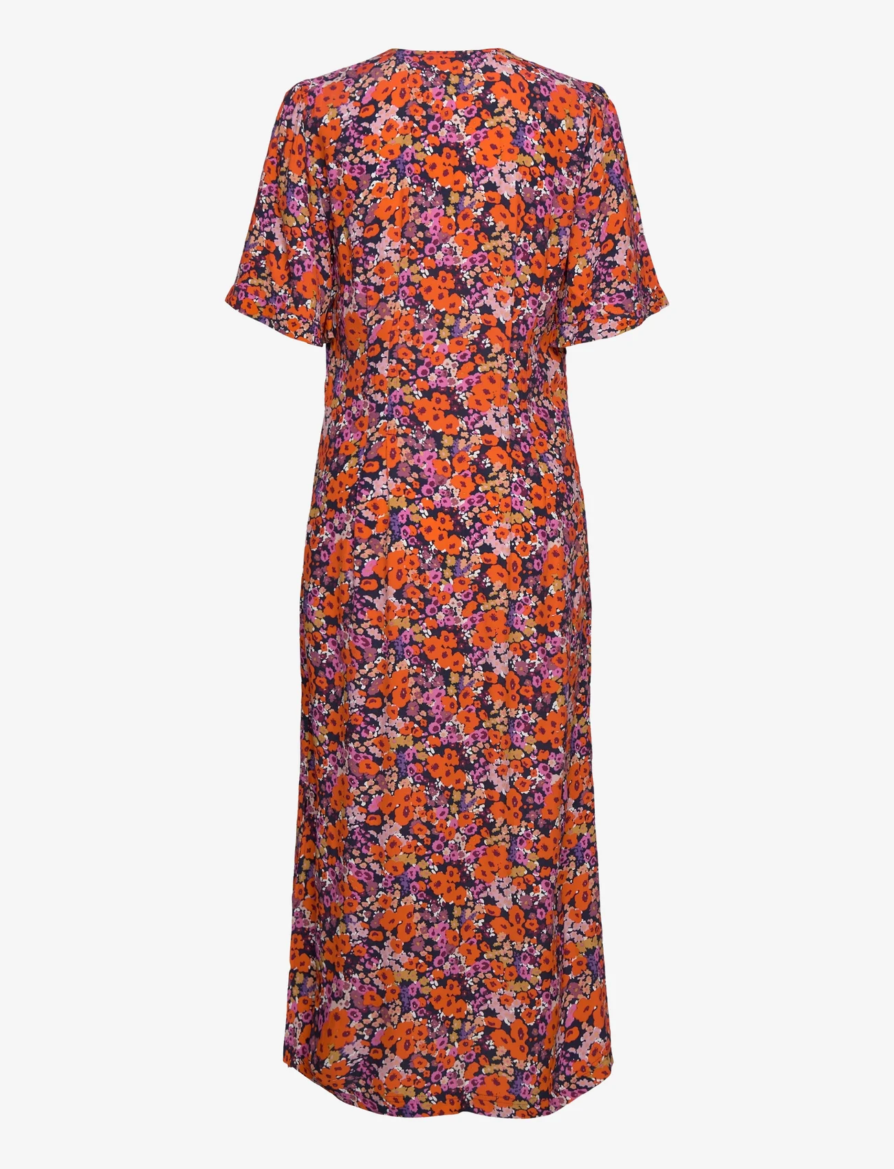 Esprit Casual - Short-sleeved midi dress with floral pattern - vasarinės suknelės - navy 5 - 1