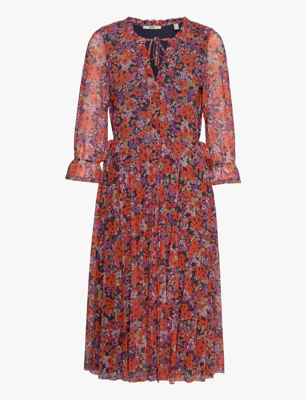 Esprit Casual - Mesh midi dress with all-over pattern - sukienki koszulowe - navy 5 - 0