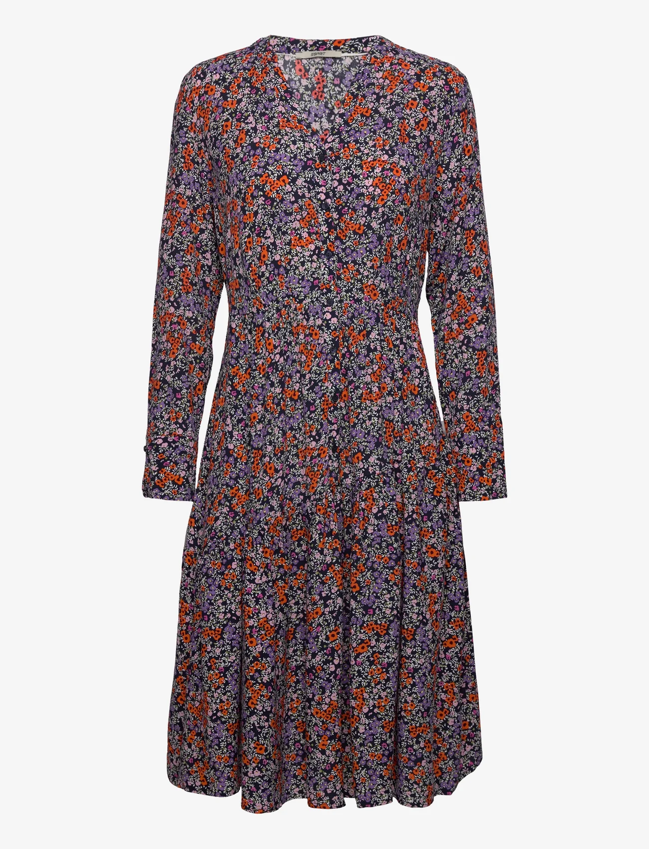Esprit Casual - Midi dress with all-over floral print - skjortekjoler - navy 4 - 0