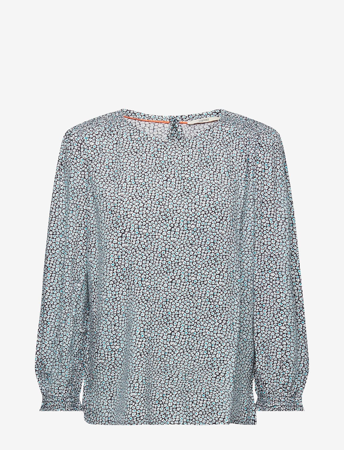 Esprit Casual - Floral blouse with 3/4 sleeves - långärmade blusar - navy - 0