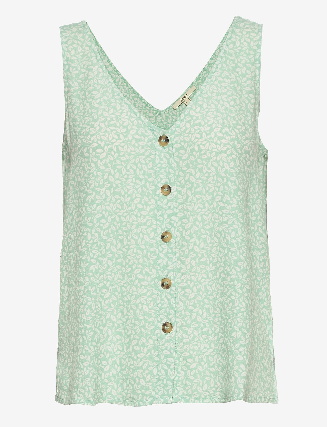 Esprit Casual - Blouse top with a button placket and double V-neck - light aqua green 4 - 0