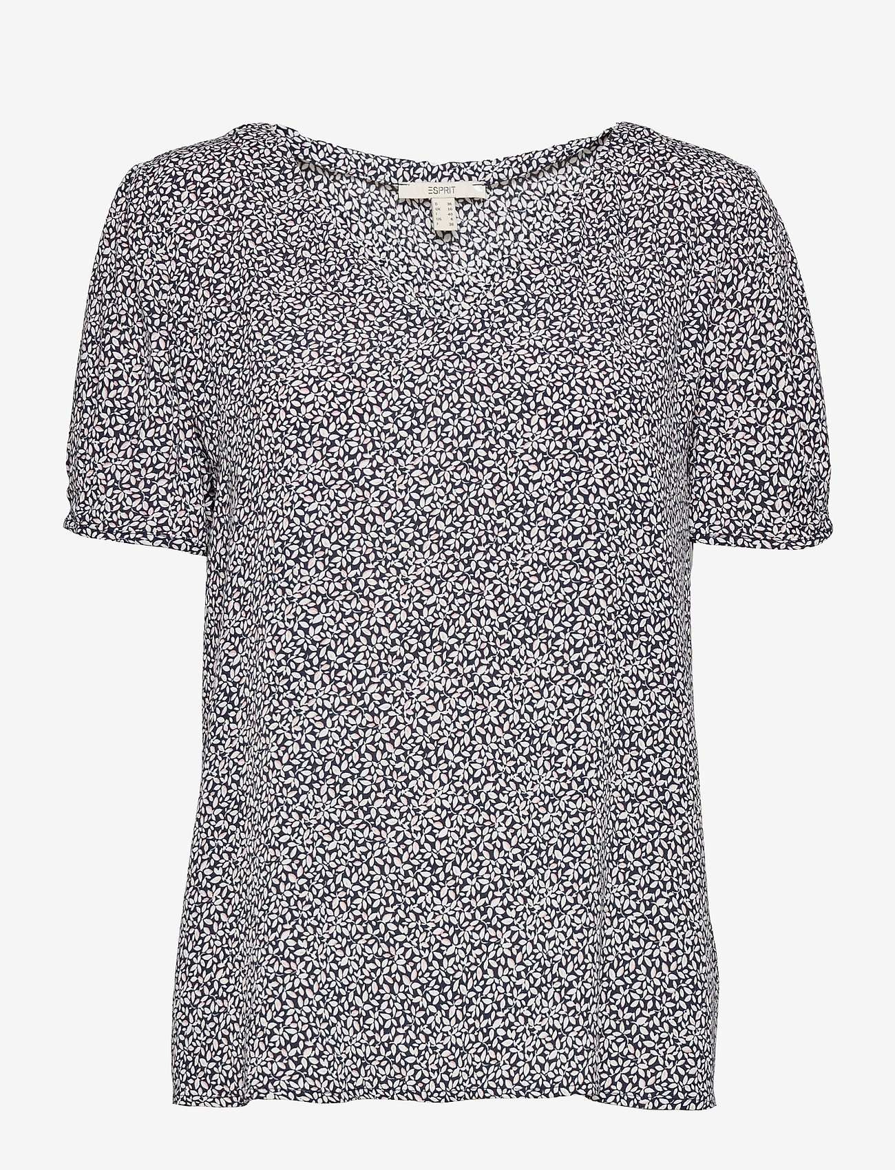 Esprit Casual - Flowing blouse top with a floral print - kortermede bluser - navy 4 - 0