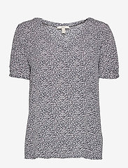 Esprit Casual - Flowing blouse top with a floral print - kortermede bluser - navy 4 - 0
