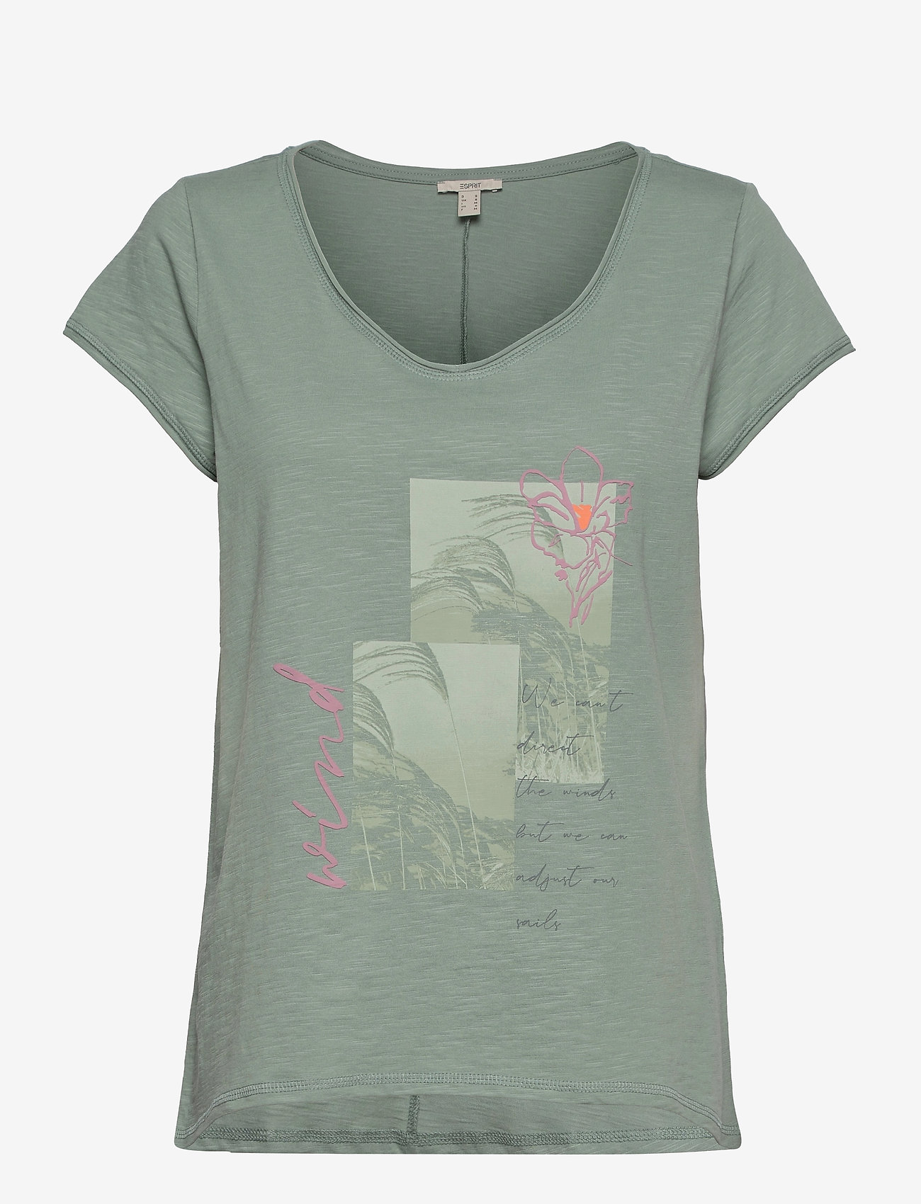 Esprit Casual - Printed T-shirt, 100% organic cotton - turquoise - 0