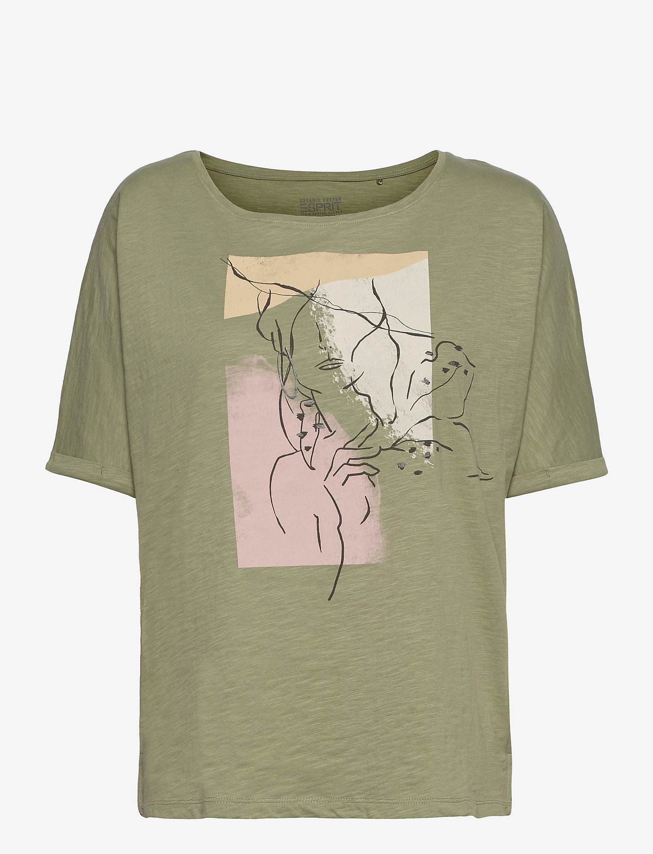Line-art T-shirt, organic cotton - LIGHT KHAKI