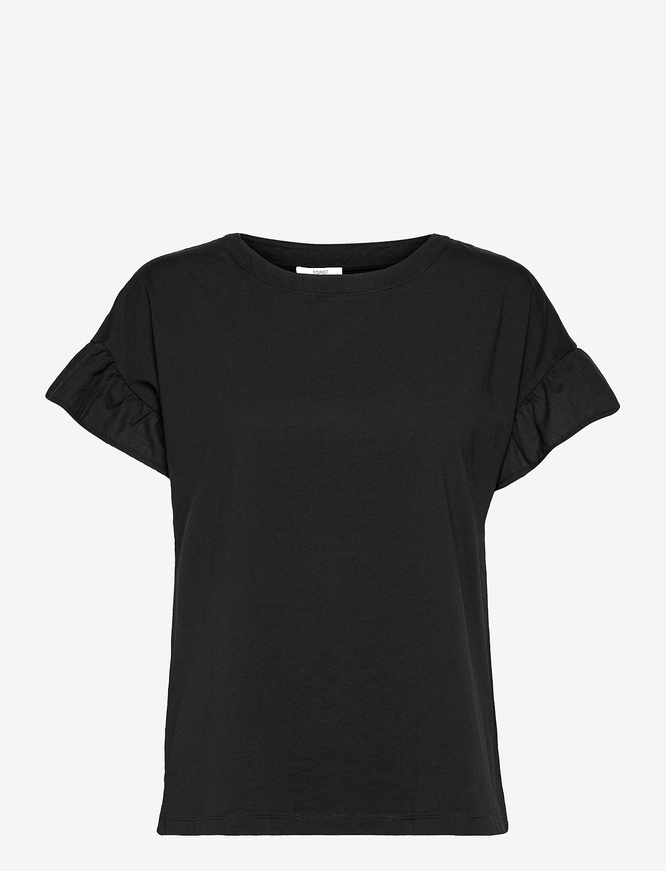 T-shirt with flounce sleeves, organic cotton - BLACK