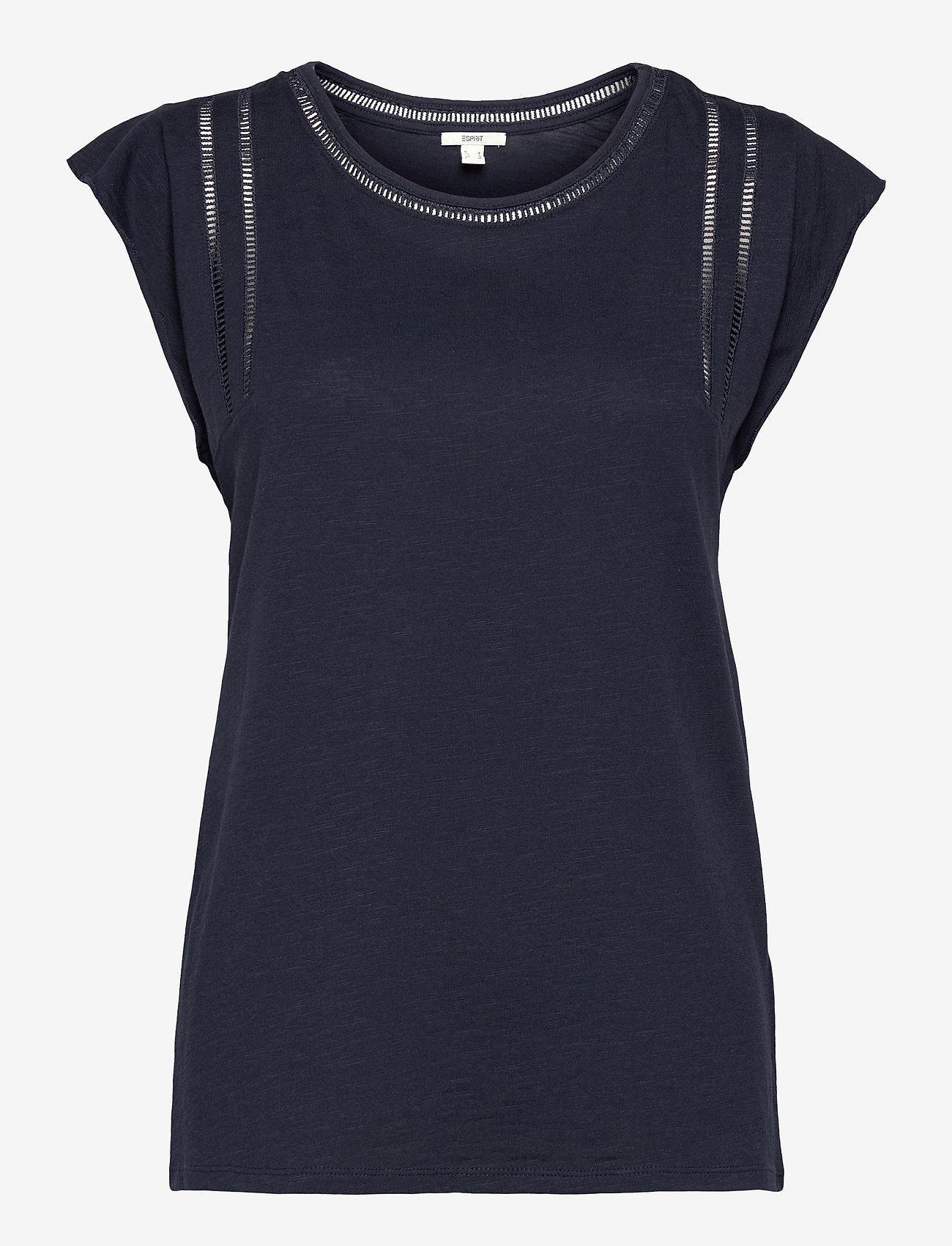 Esprit Casual - T-shirt with bobbin lace and flounces - navy - 0