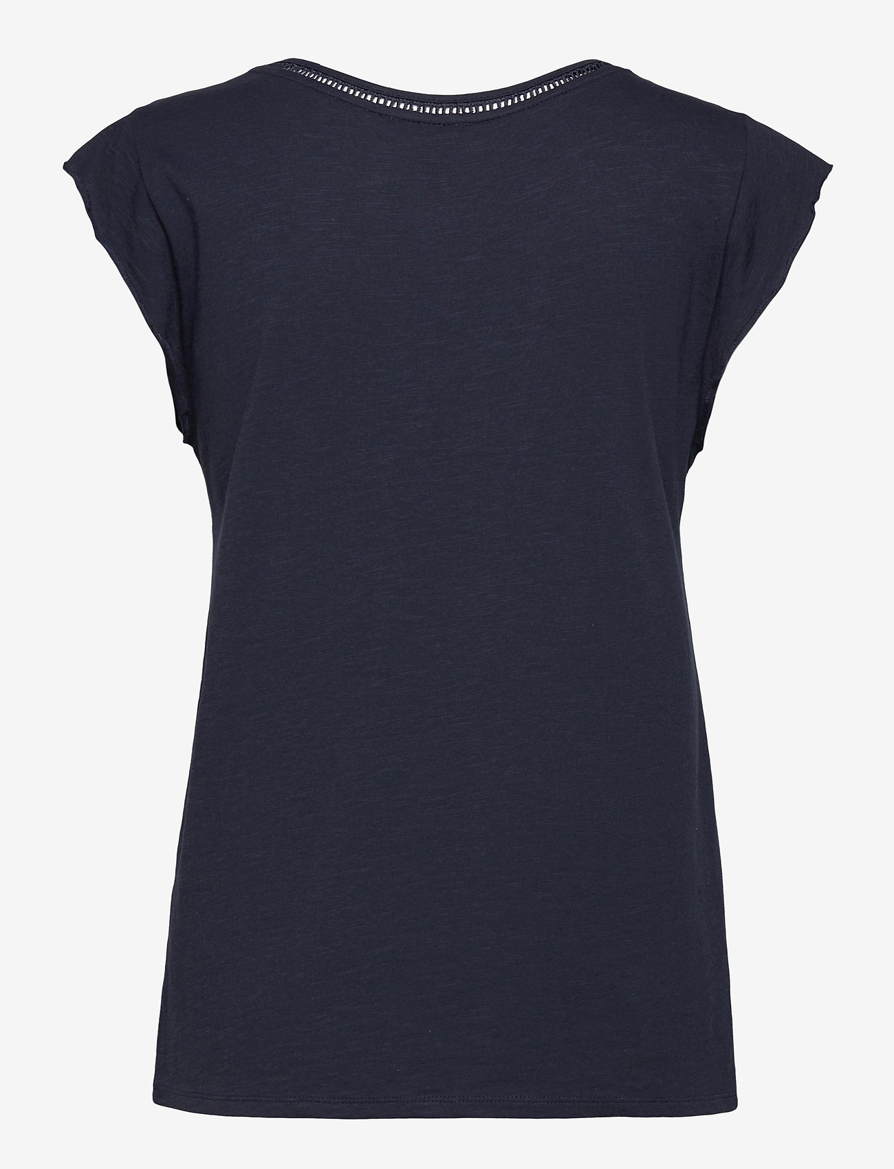 Esprit Casual - T-shirt with bobbin lace and flounces - navy - 1