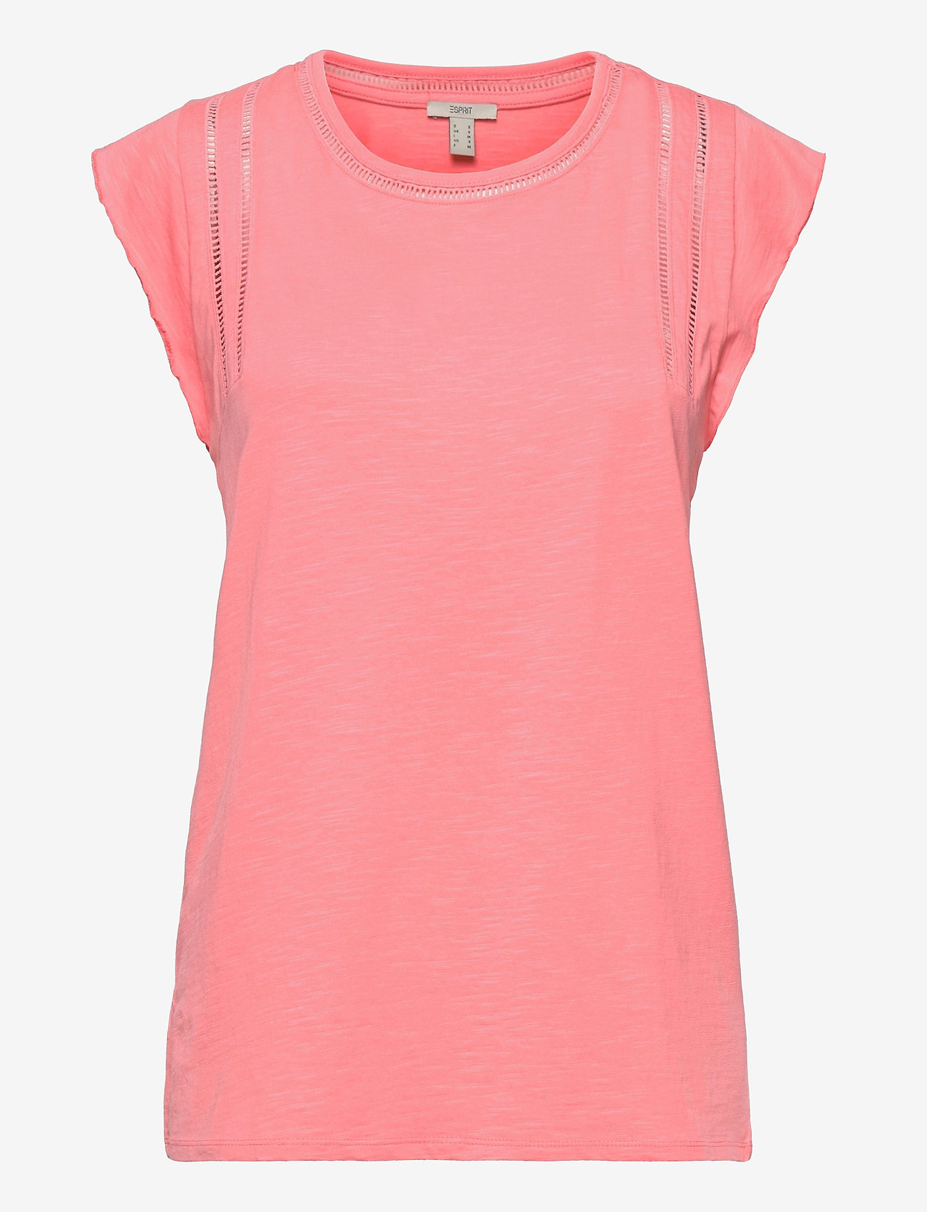 Esprit Casual - T-shirt with bobbin lace and flounces - pink - 0