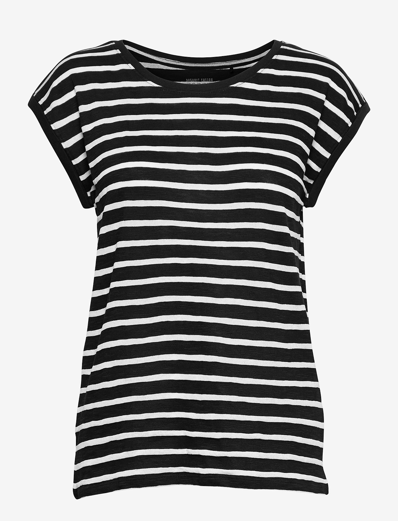 Striped T-shirt made of an organic cotton blend - BLACK