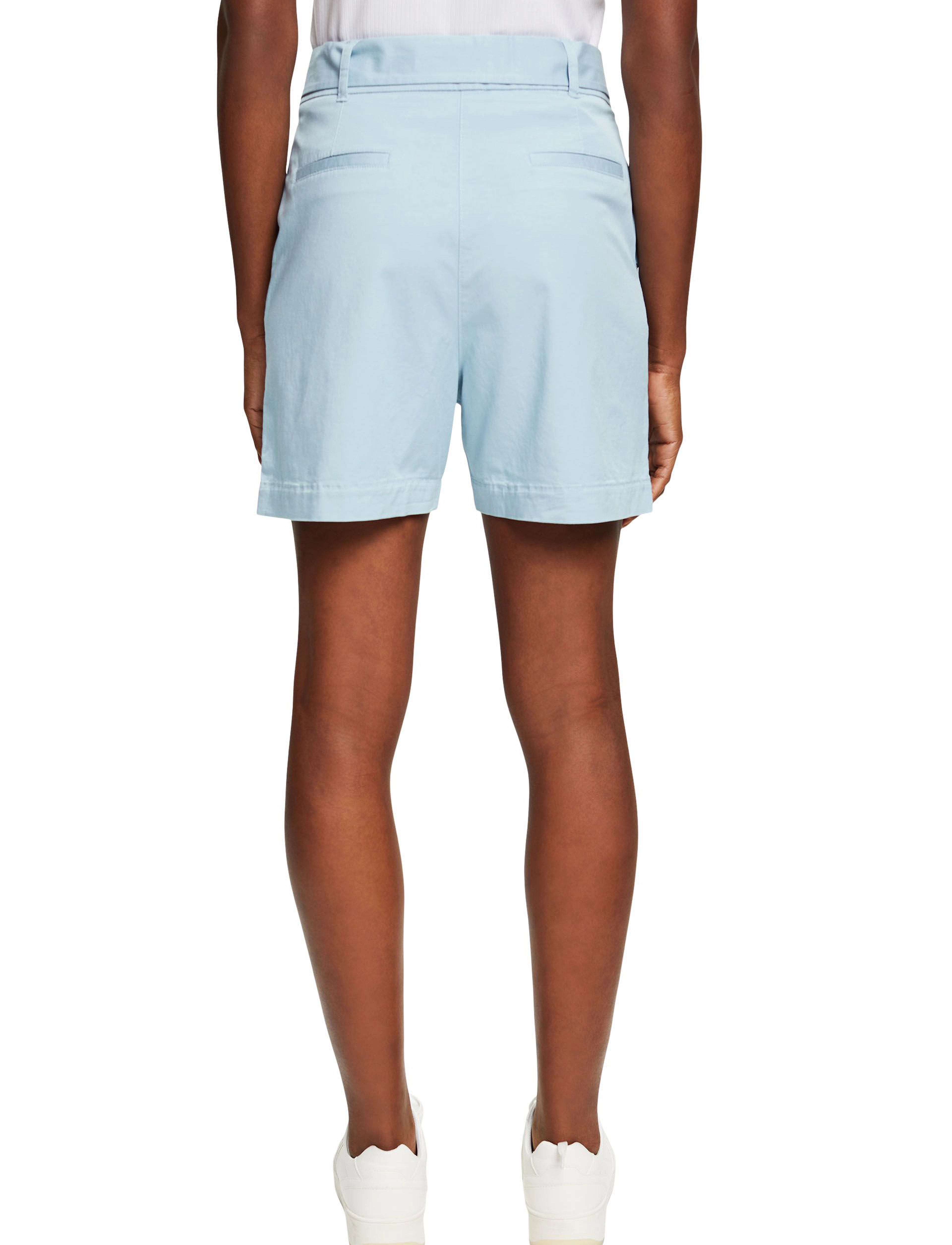Esprit Casual - Shorts with a tie-around belt, LENZING™ ECOVERO™ - grey blue - 3