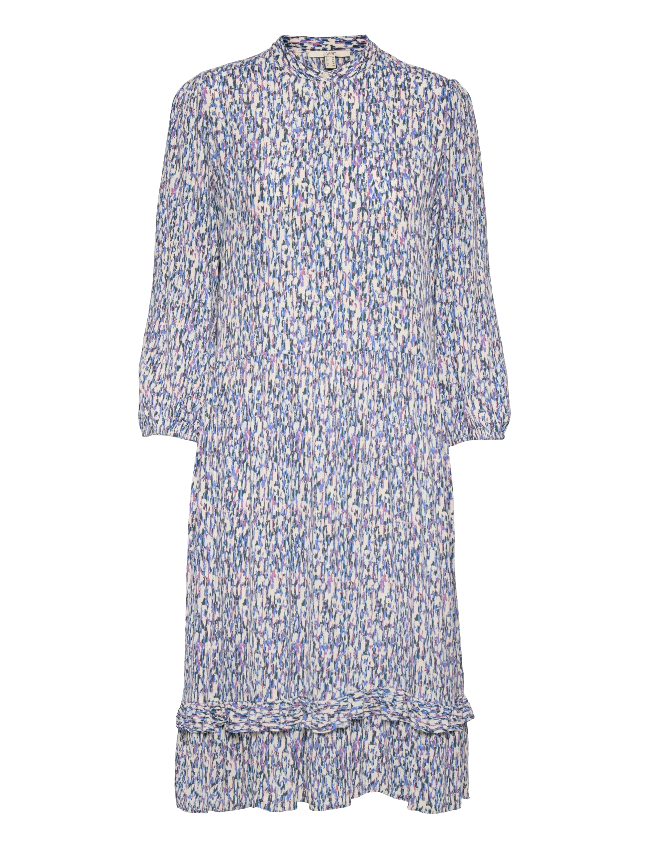 Patterned midi dress with a button placket - BLUE LAVENDER 4