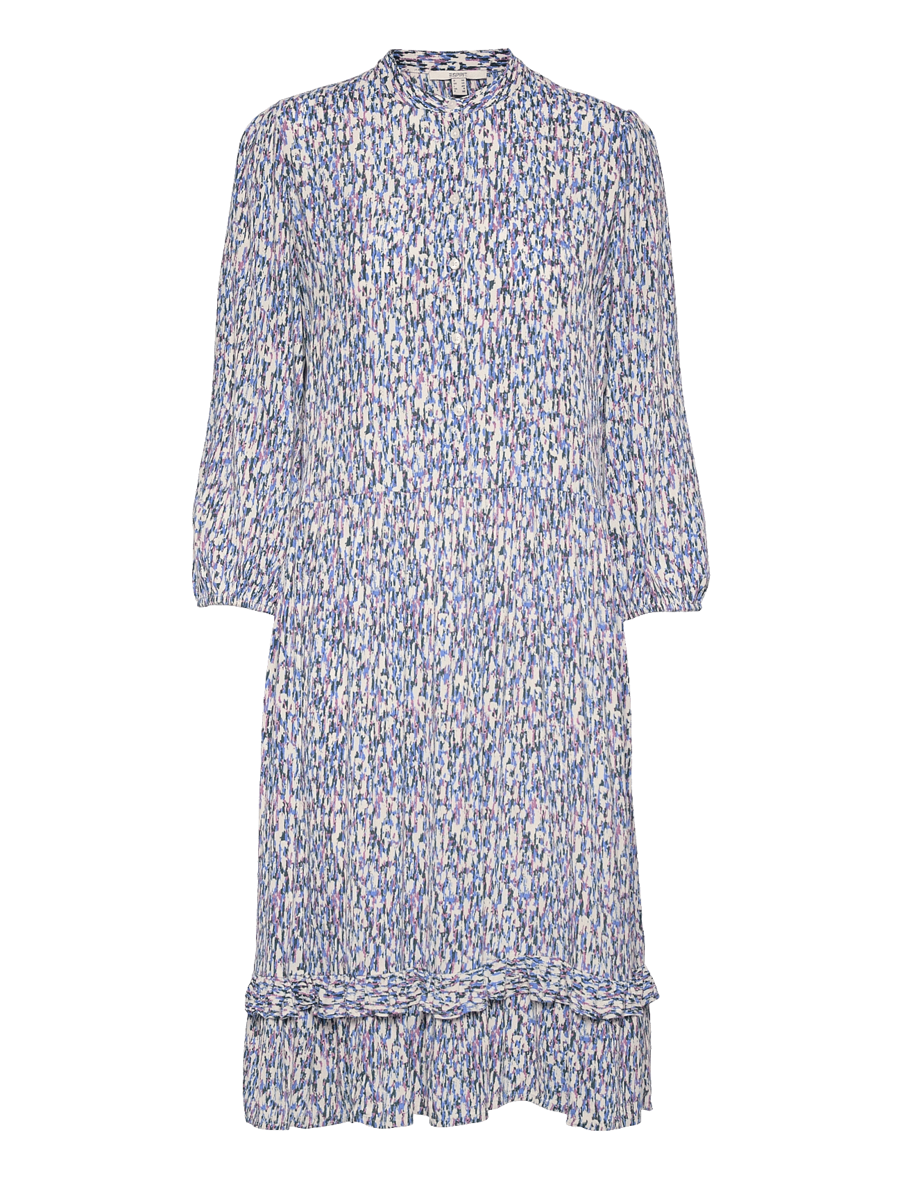 Patterned midi dress with a button placket - BLUE LAVENDER 4