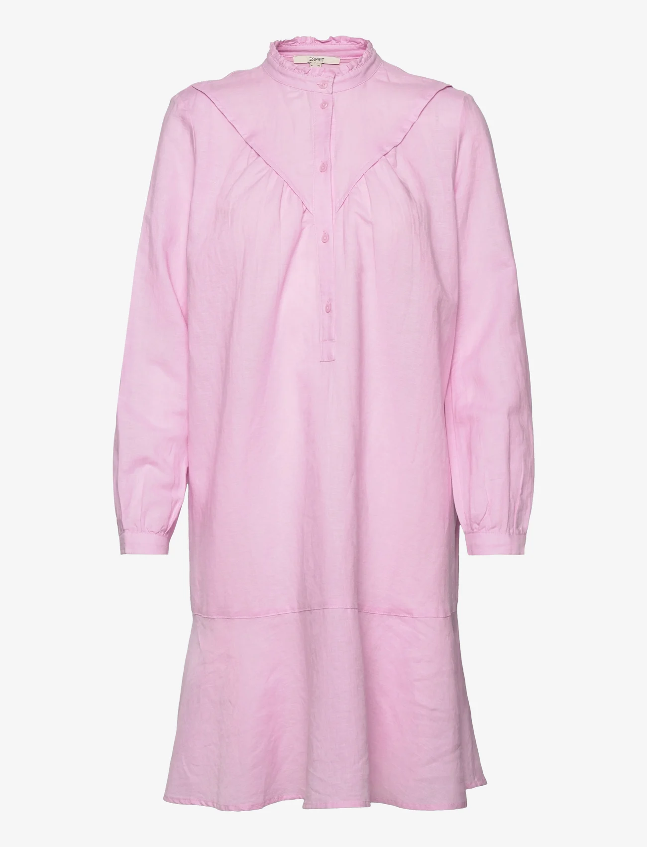 Esprit Casual - Dress in blended linen - skjortklänningar - pink - 0