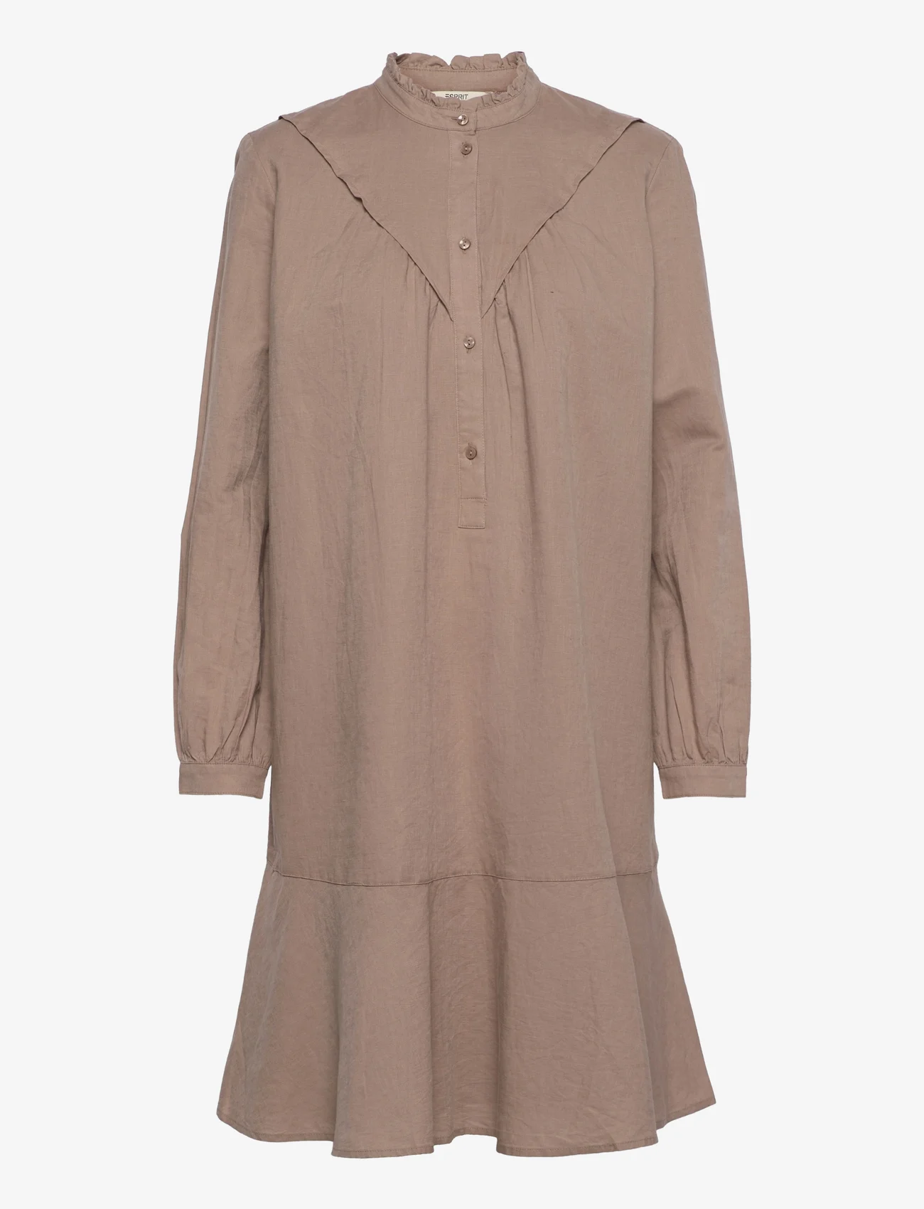 Esprit Casual - Dress in blended linen - hemdkleider - taupe - 0