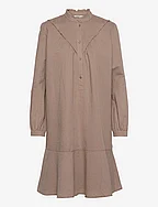 Dress in blended linen - TAUPE