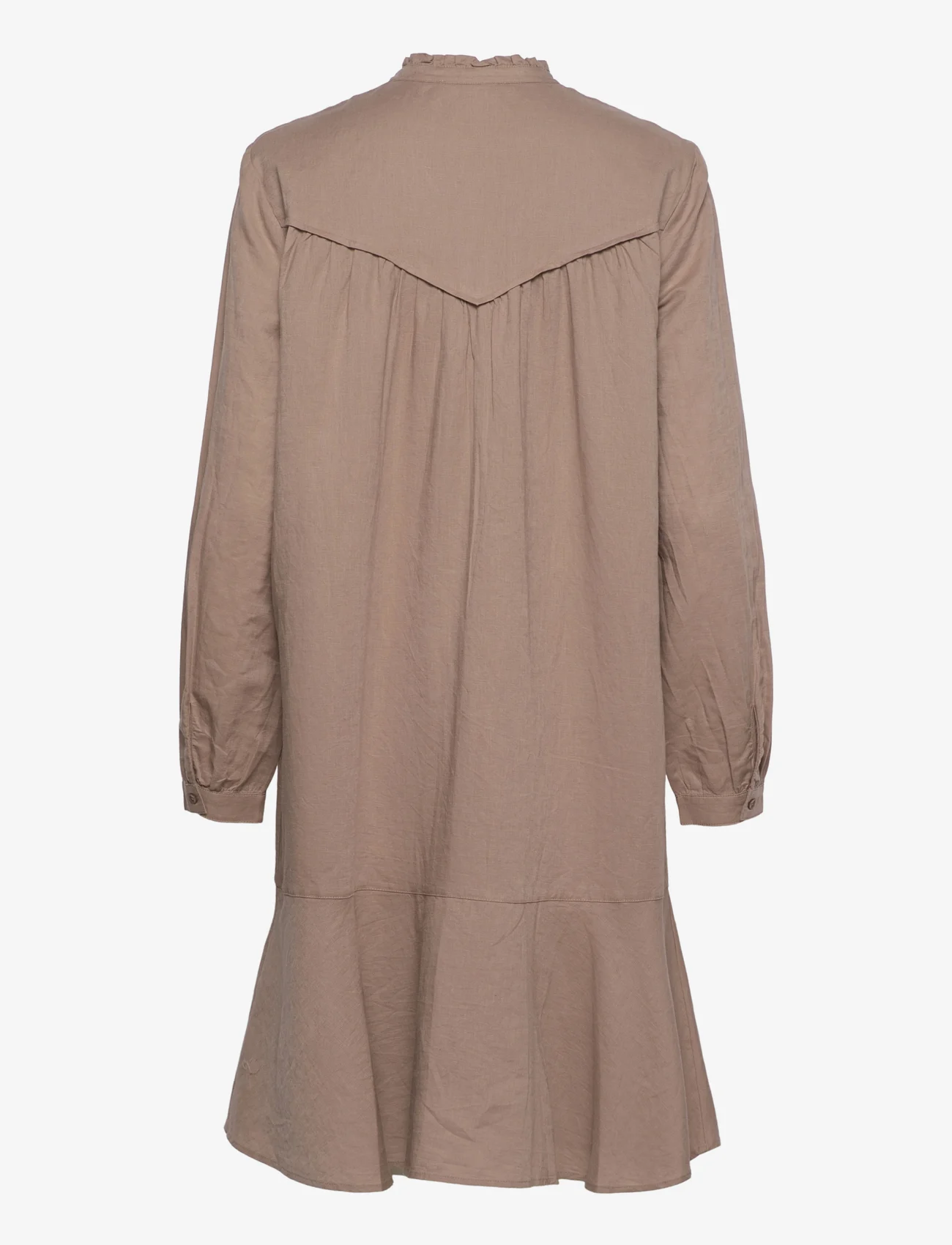 Esprit Casual - Dress in blended linen - hemdkleider - taupe - 1