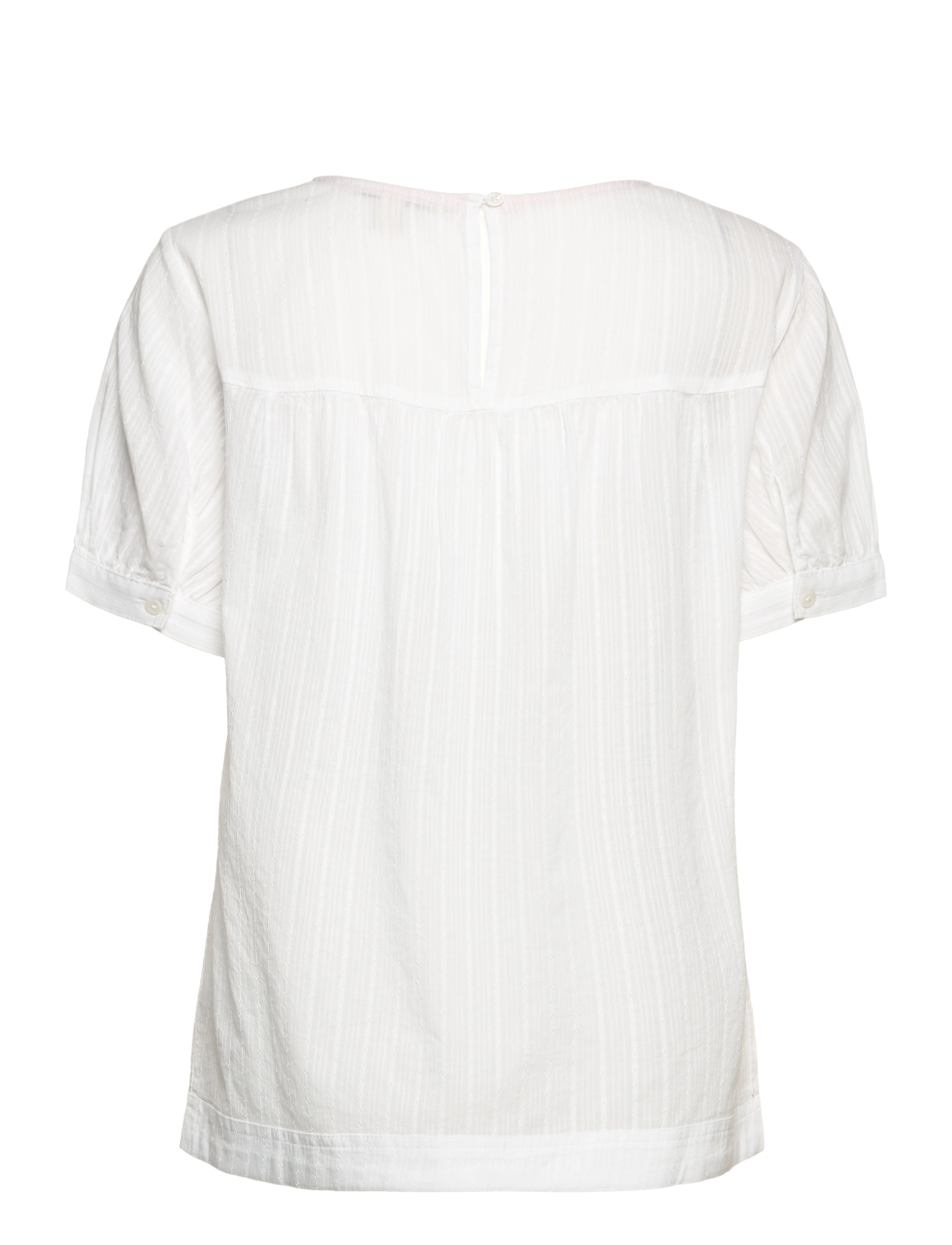 Esprit Casual - Short sleeve blouse with a woven pattern, 100% cotton - white - 1