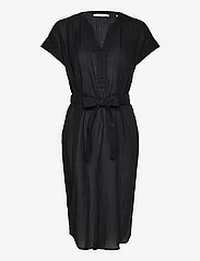 Esprit Casual - Crinkled midi dress with belt - sukienki koszulowe - black 4 - 0