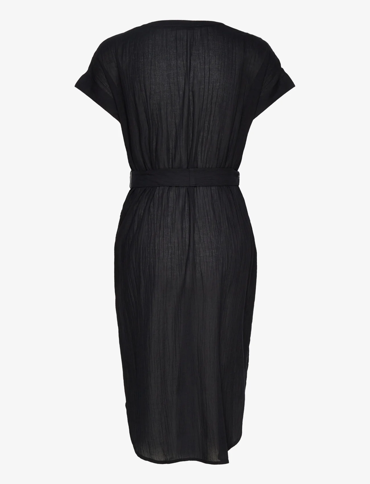 Esprit Casual - Crinkled midi dress with belt - särkkleidid - black 4 - 1