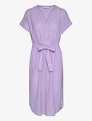 Esprit Casual - Crinkled midi dress with belt - skjortklänningar - purple - 0