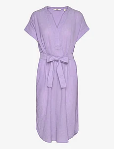 Crinkled midi dress with belt, Esprit Casual