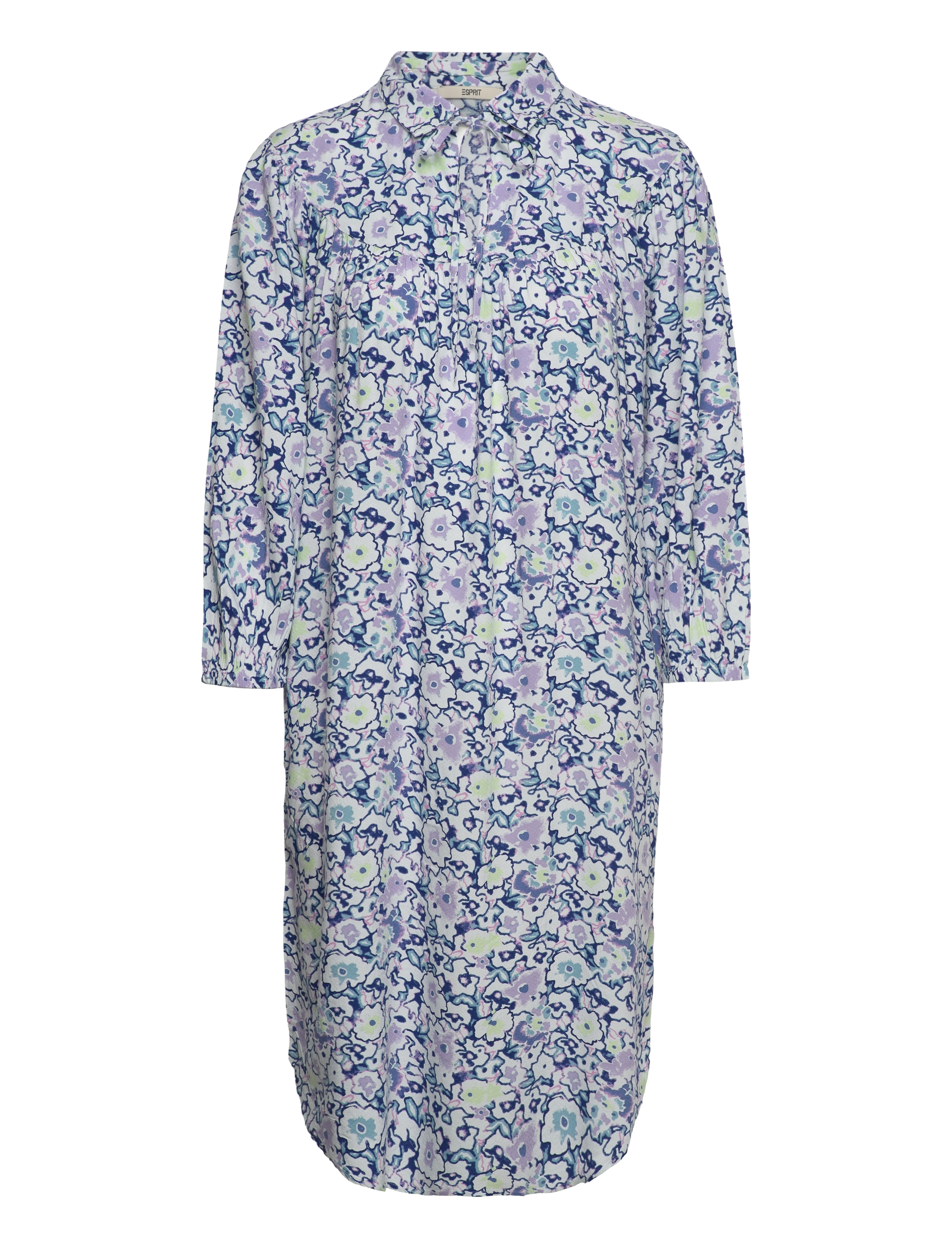 ESPRIT CASUAL Viscose Midi Kleid With All-Over Print Blau - 34 - Damen