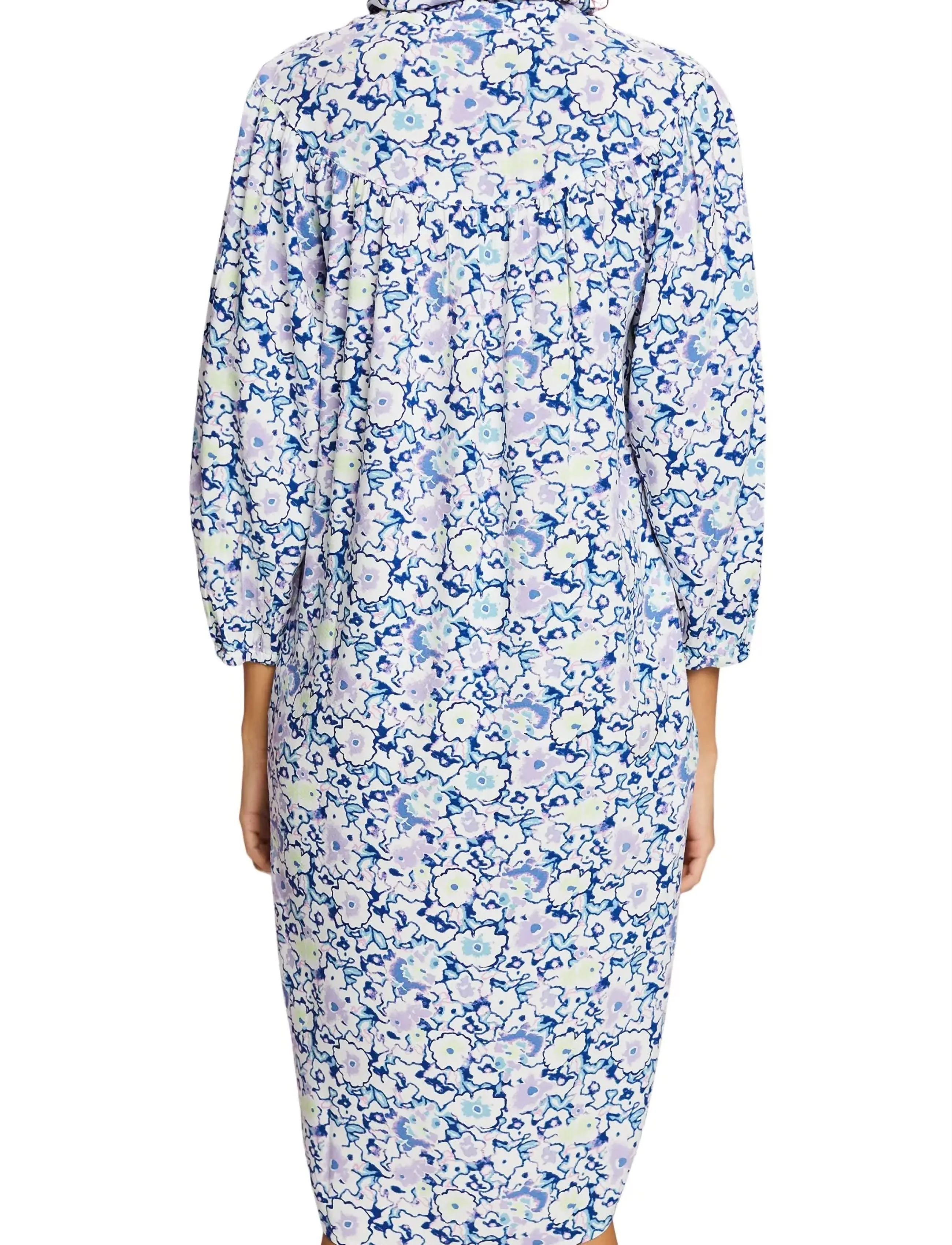 Esprit Casual - Viscose midi dress with all-over print - skjortekjoler - white 4 - 3