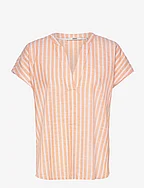 Striped cotton blouse - ORANGE 3