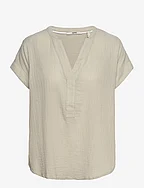 Textured cotton blouse - DUSTY GREEN