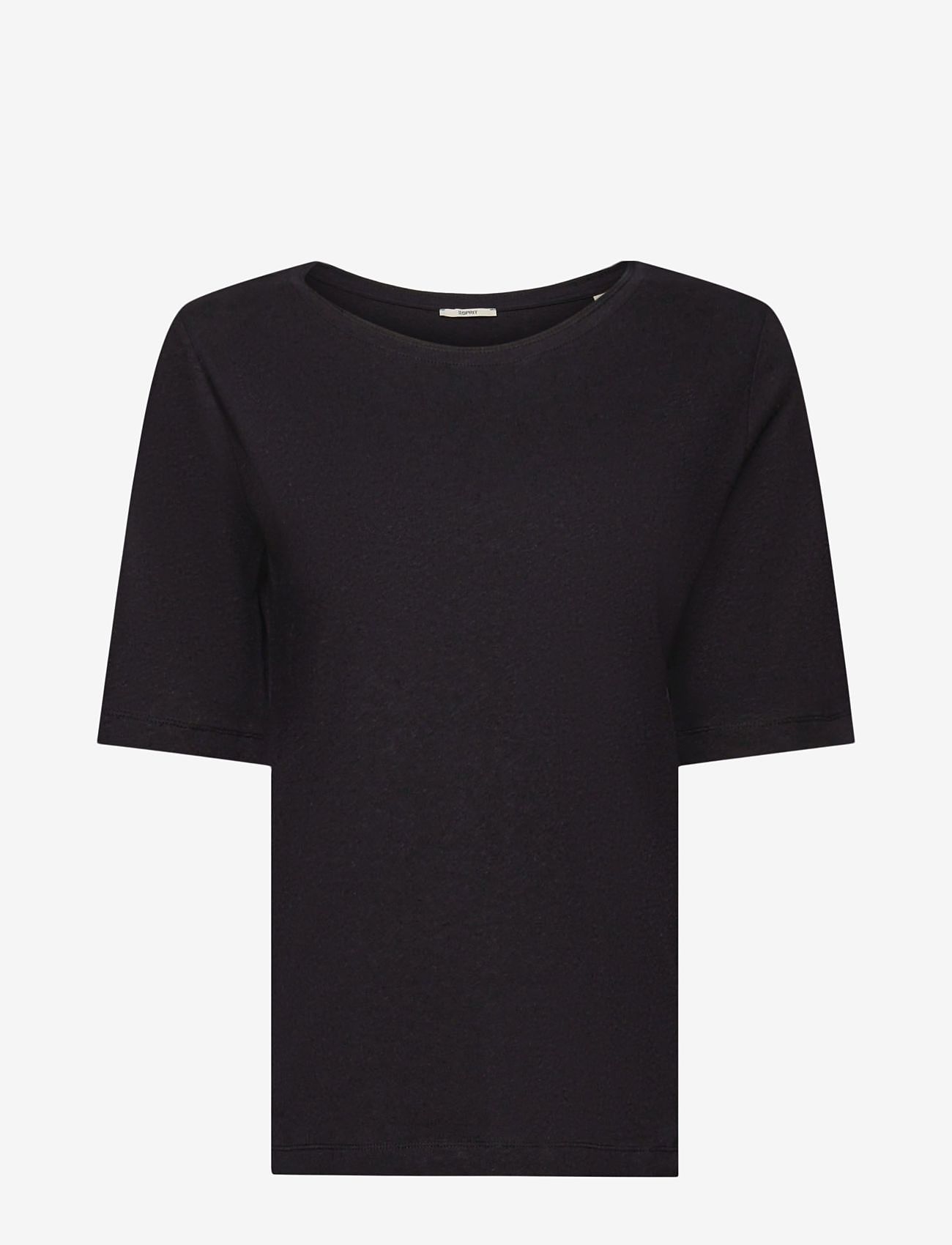 Esprit Casual - Linen blend t-shirt - sügisesed riided - black - 1