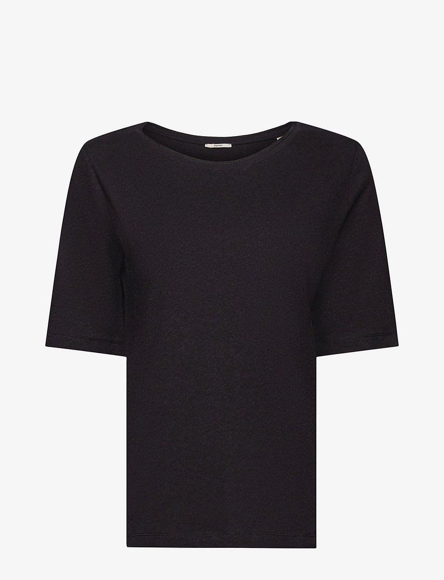 Esprit Casual - Linen blend t-shirt - rudens drabužiai - black - 1