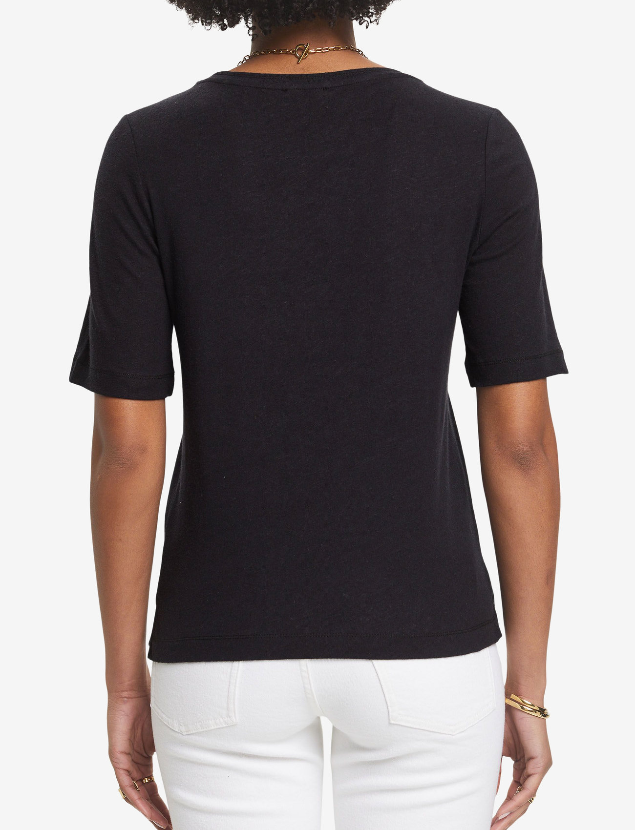 Esprit Casual - Linen blend t-shirt - sügisesed riided - black - 2