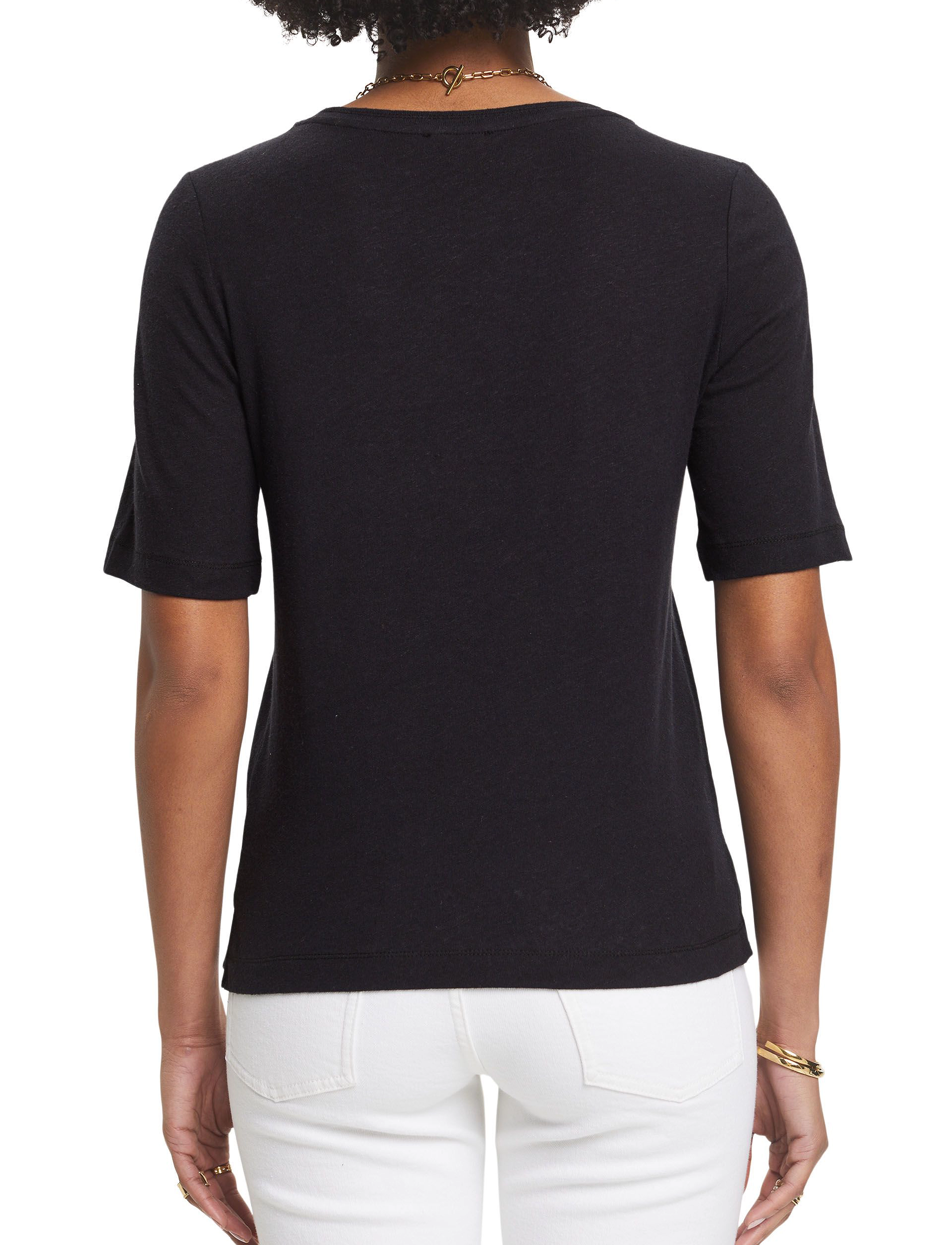 Esprit Casual - Linen blend t-shirt - kortærmede t-shirts - black - 2